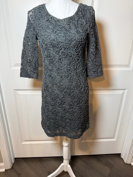 Zara Dresses & Skirts - Zara Charcoal Gray Floral Lace Long Sleeve Dress